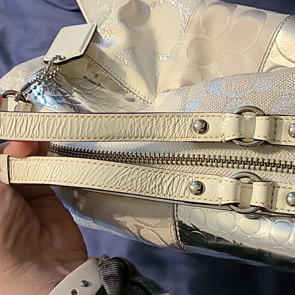 Coach Silver Patchwork Satchel With Matching Wall… - image 5